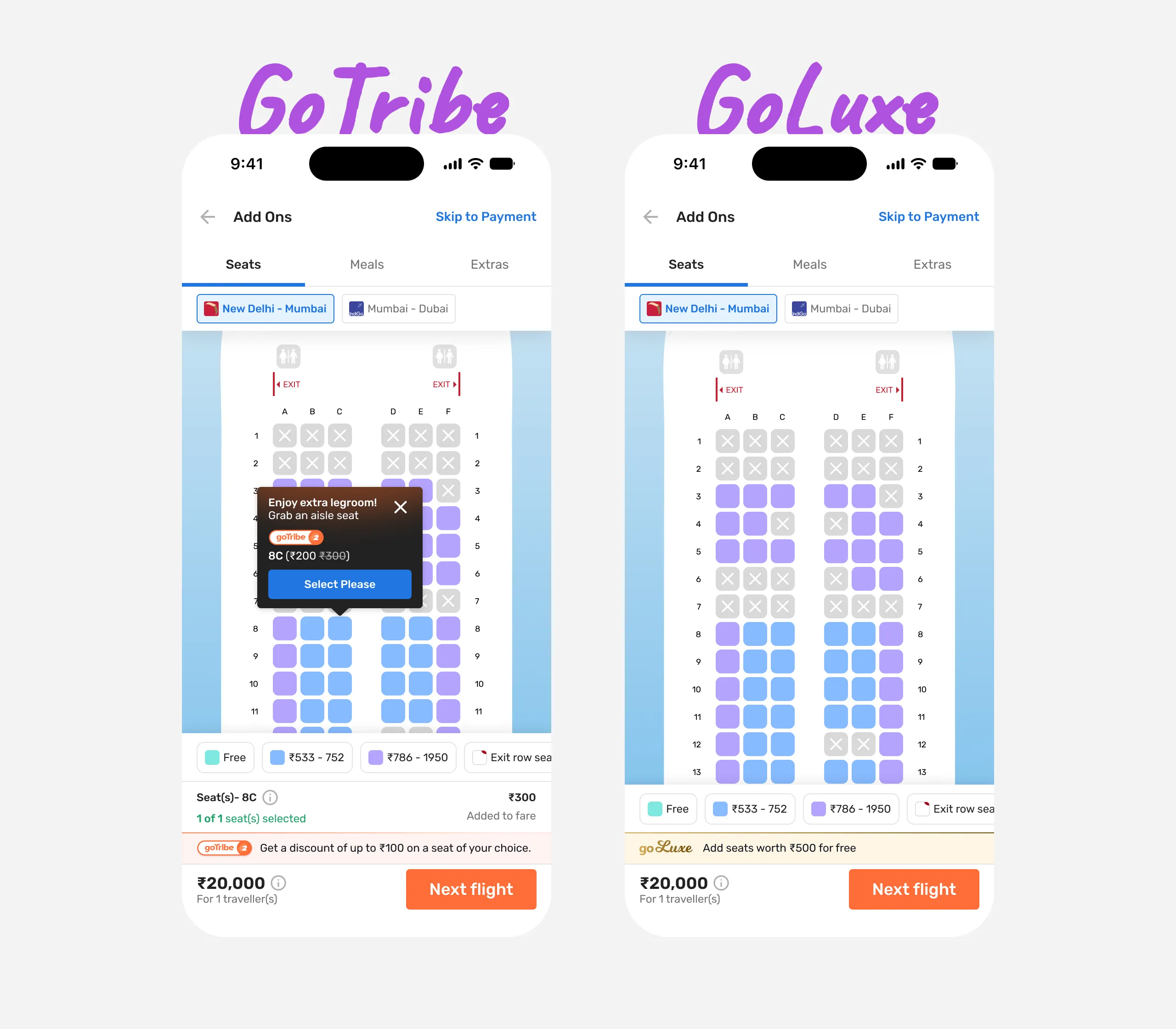 Seat discounting for GoLuxe and GoTribe loyalty programs